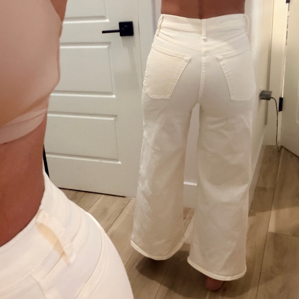 rag & bone Cream Wide-Leg High-Rise Jeans